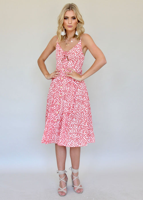 Big City Midi Dress - Red/White