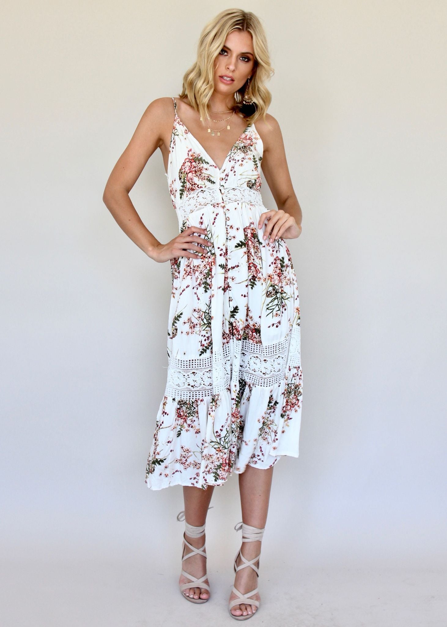 About The Weekend Midi Dress - White Splendour