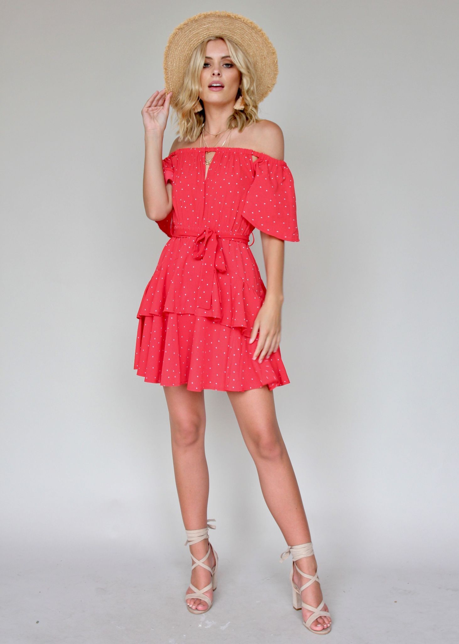 Tropicali Swing Dress - Red Polka