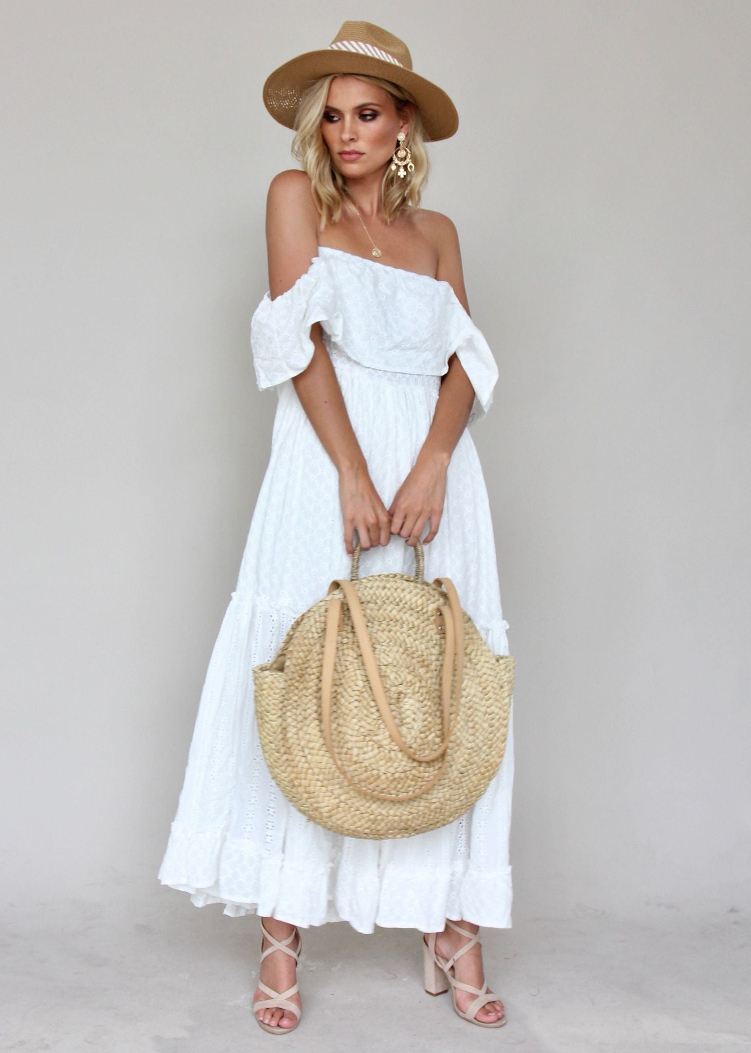 Jennifer Maxi Dress - White Embroidered