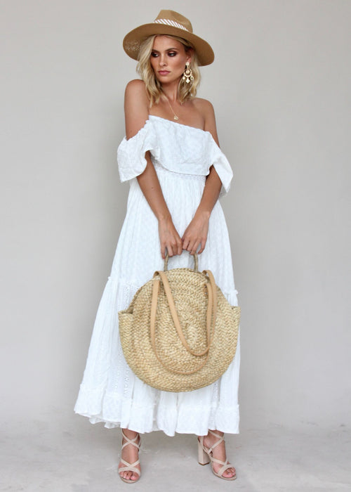 Jennifer Maxi Dress - White Embroidered