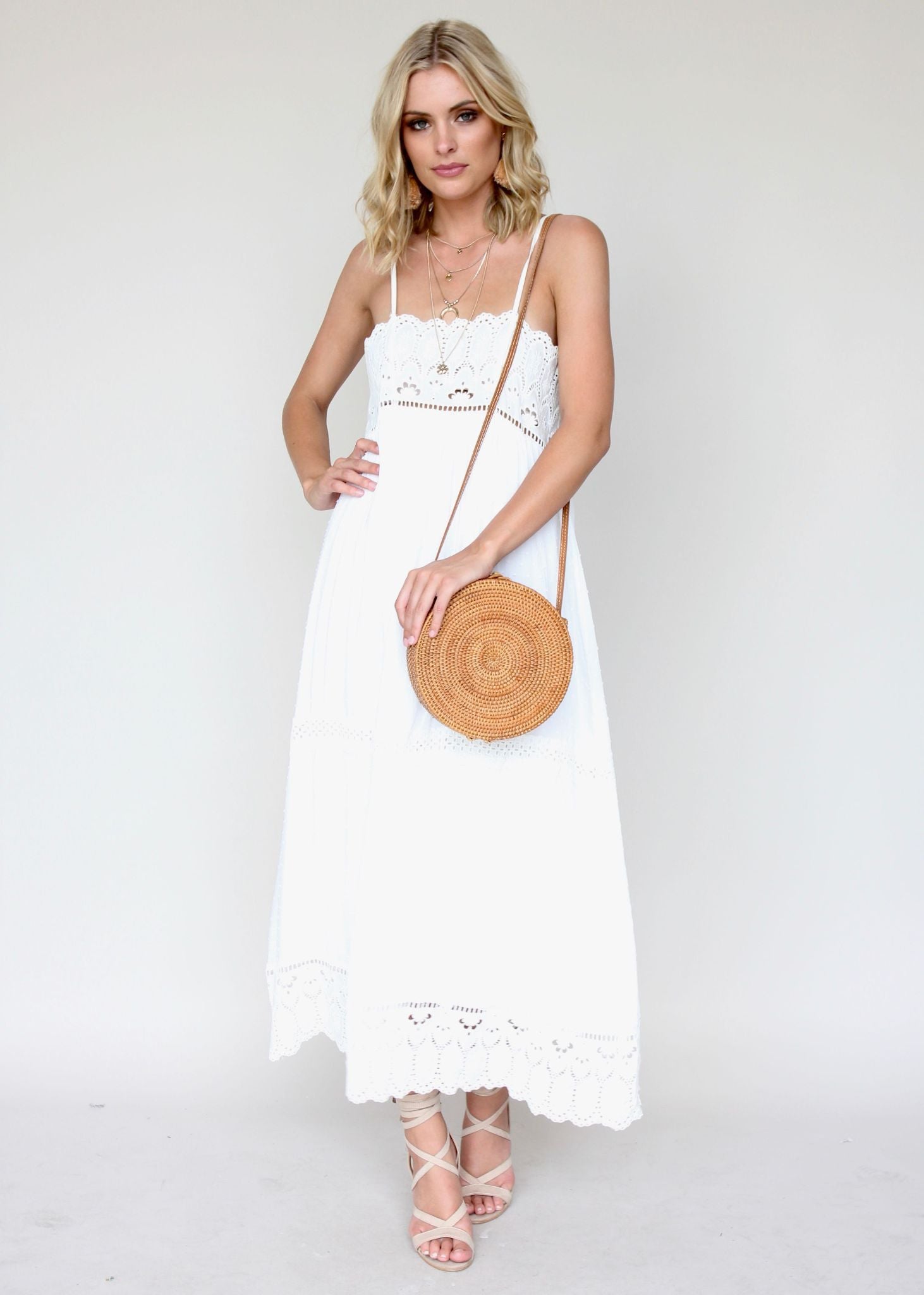 Annabelle Maxi Dress - White Embroidered