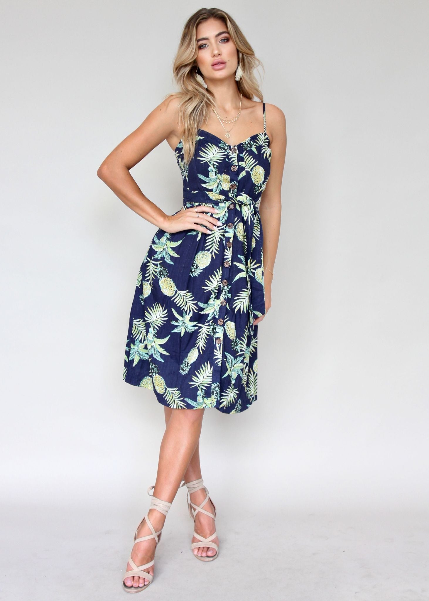 Coastal Distance Dress - Navy Tropicana