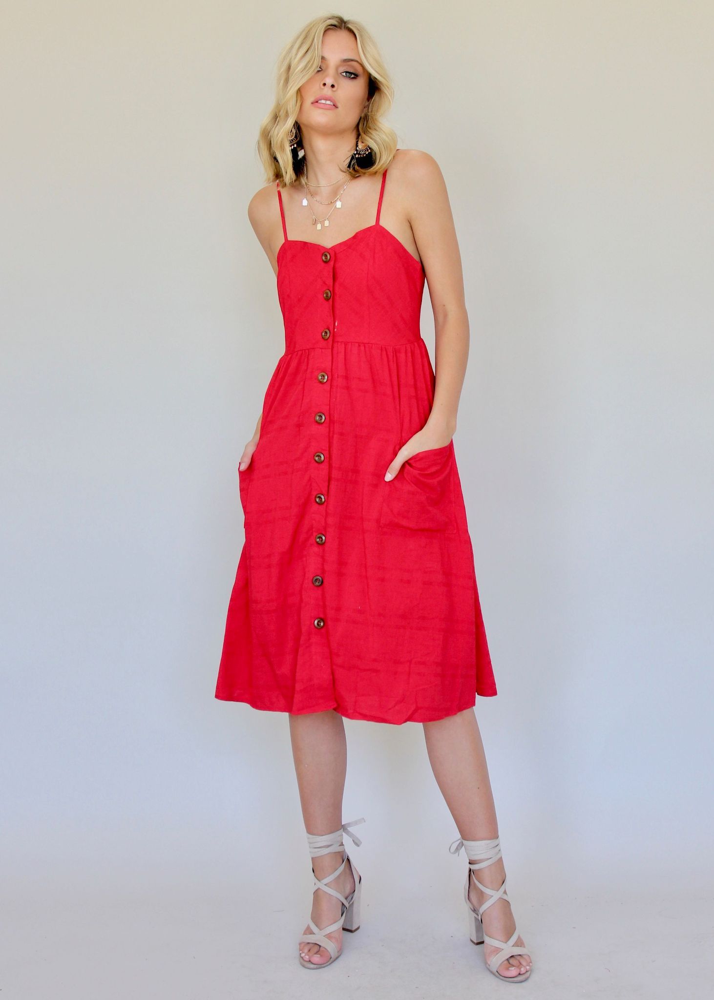 Utopia Midi Dress - Red