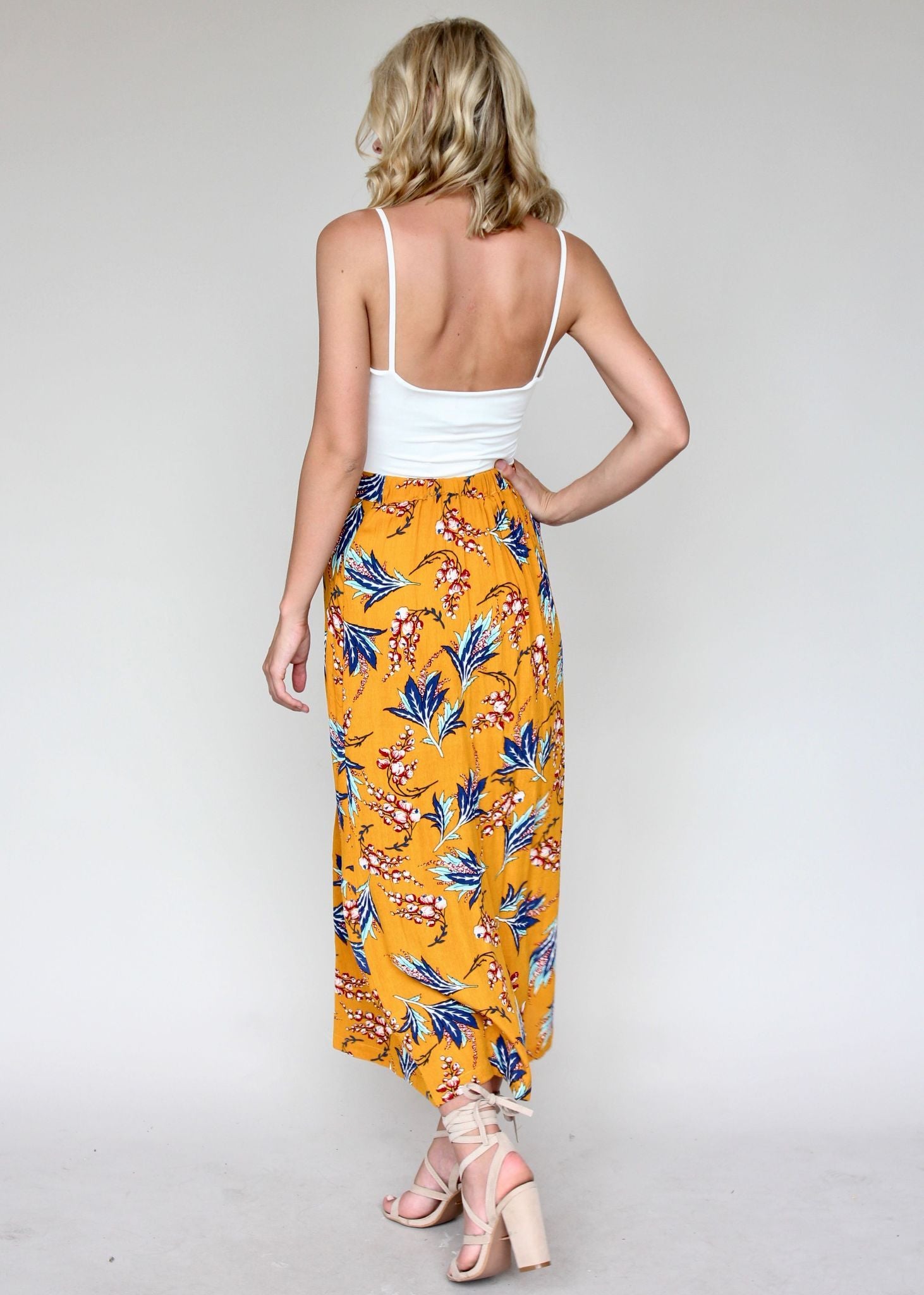 Found Simplicity Skirt - Mustard Floral