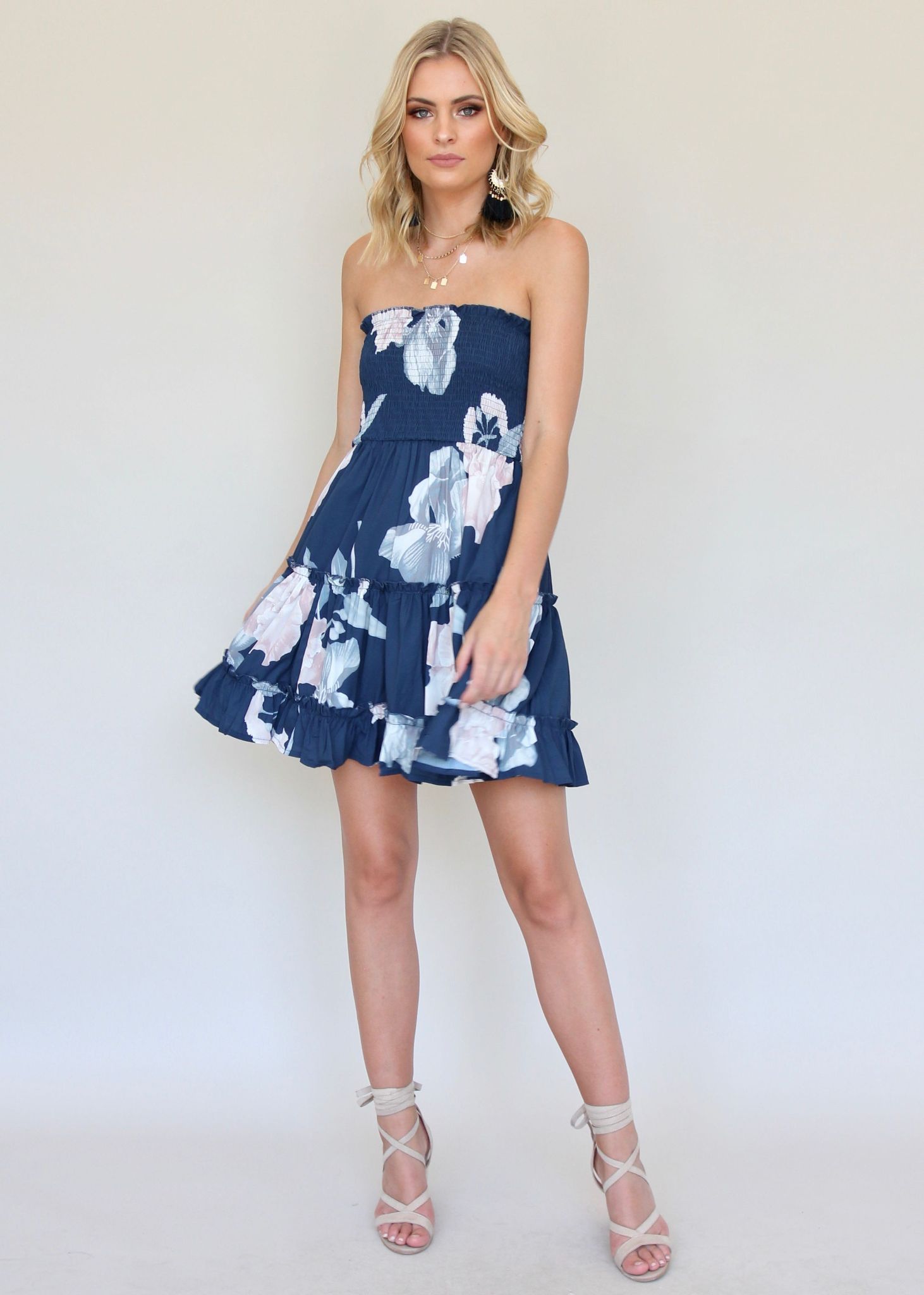 Cabana Strapless Dress - Lapis