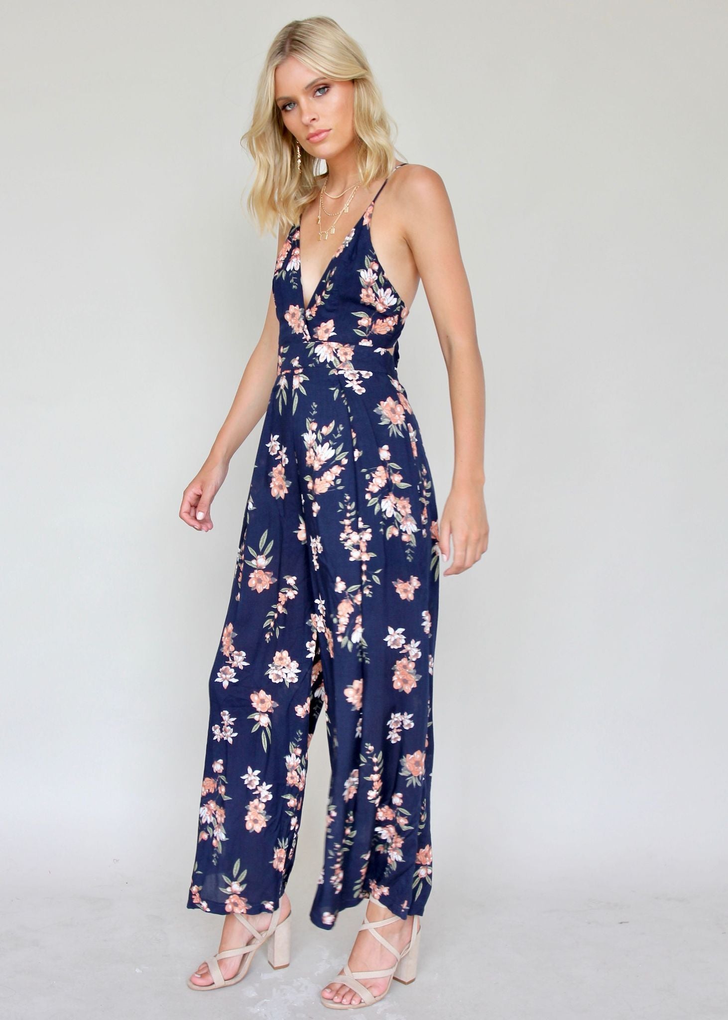 Last Glance Pantsuit - Navy Garden