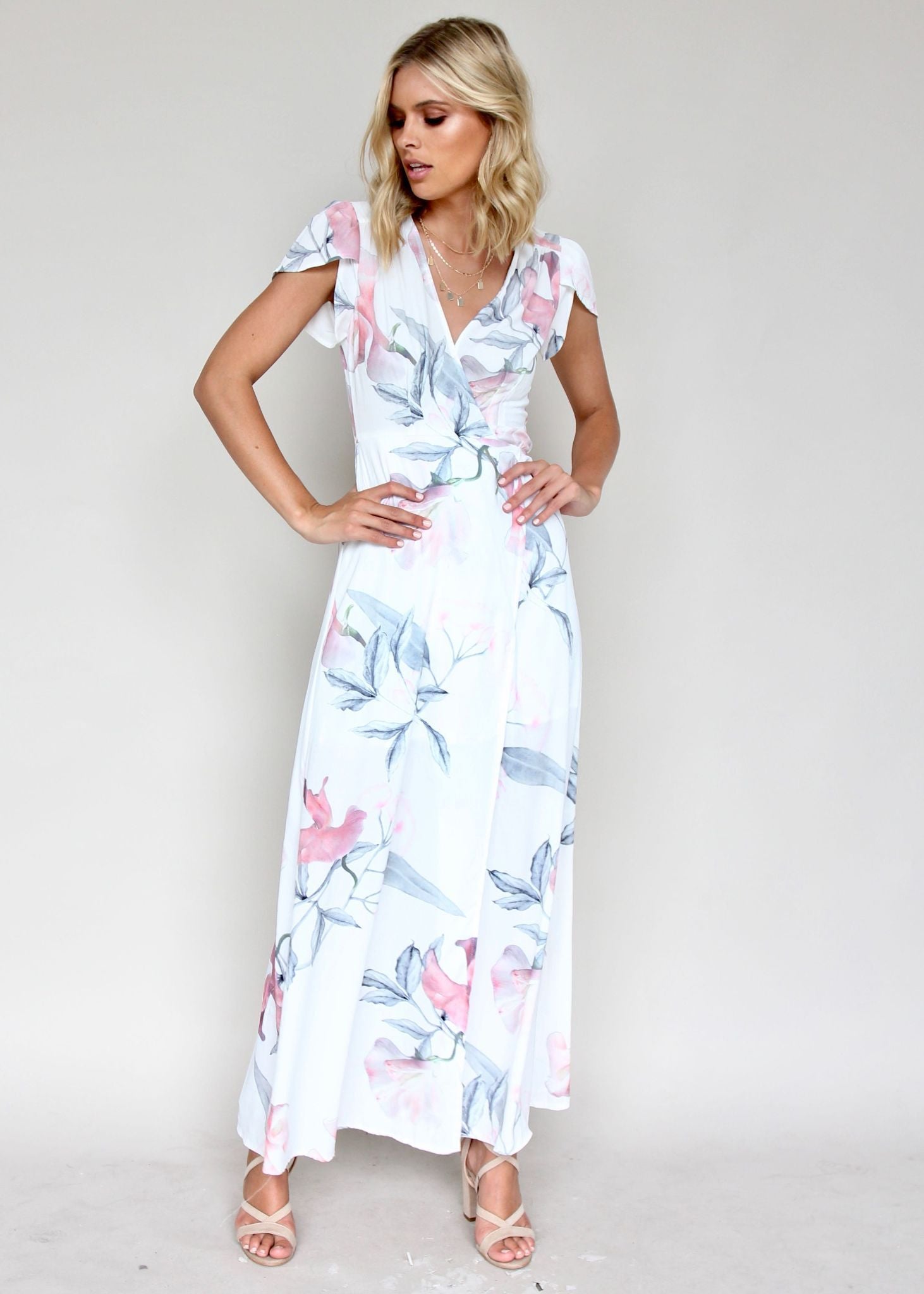 South Branch Maxi Wrap Dress - Pastel Tropical