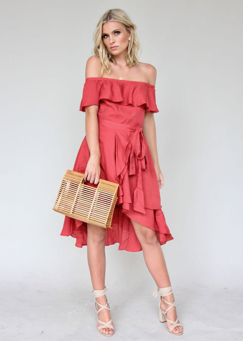 Senorita Off Shoulder Dress - Crimson