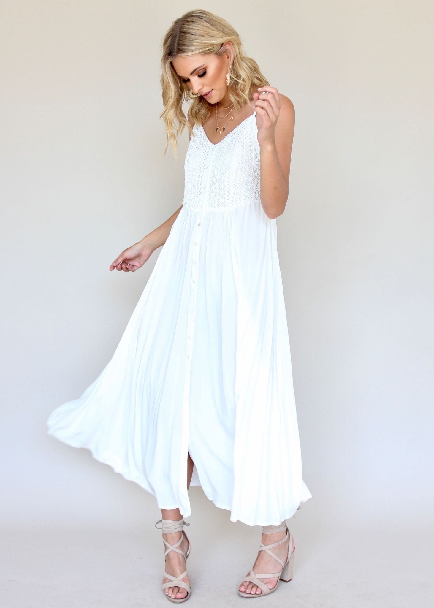 Mimi Maxi Dress - White Embroidered