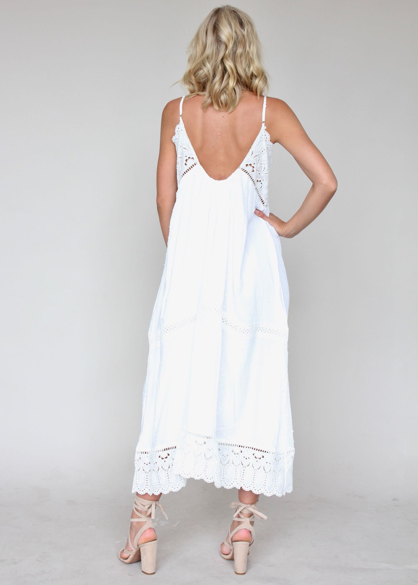 Annabelle Maxi Dress - White Embroidered