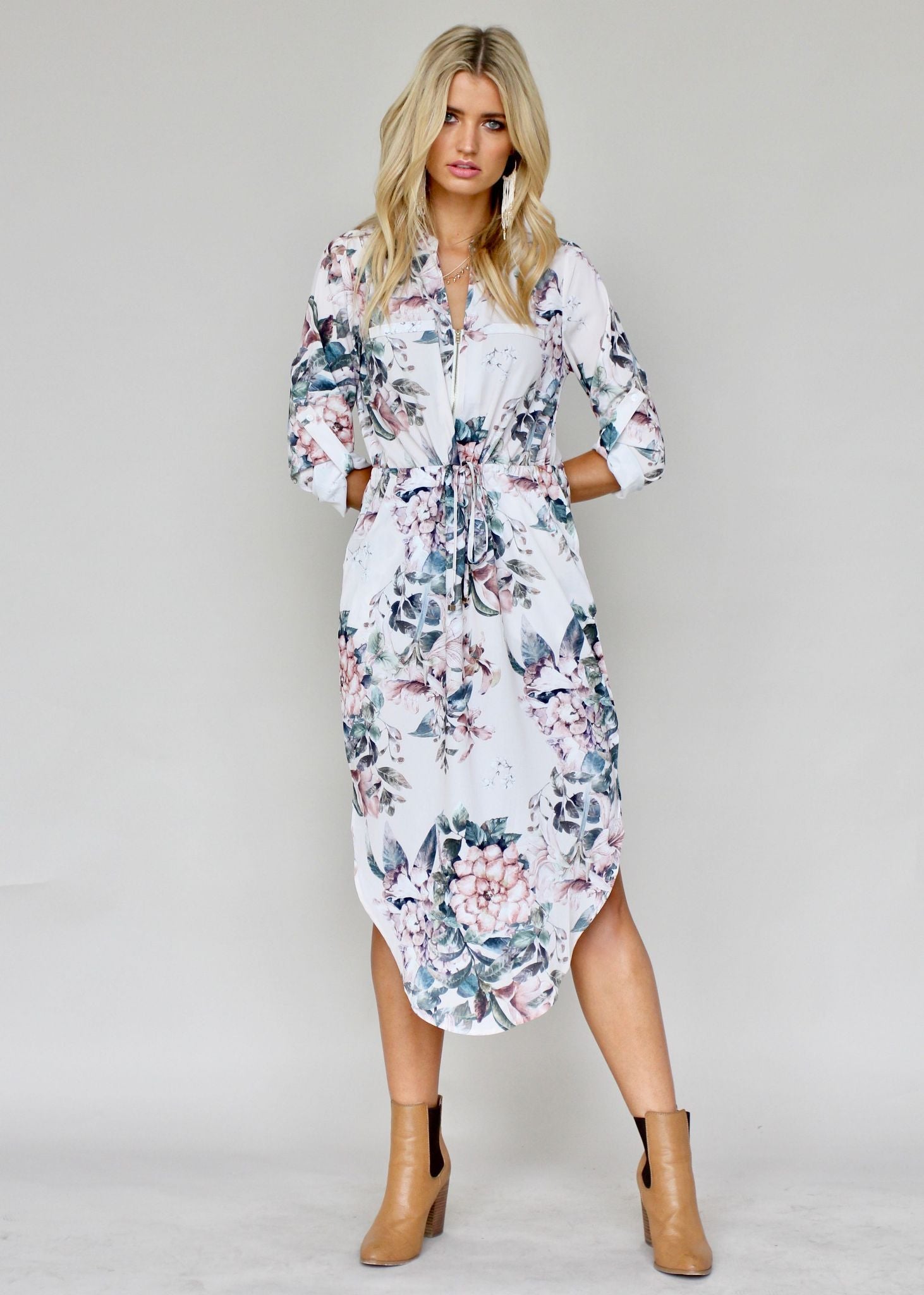 Let Me Lead Midi Dress - Blush Floral