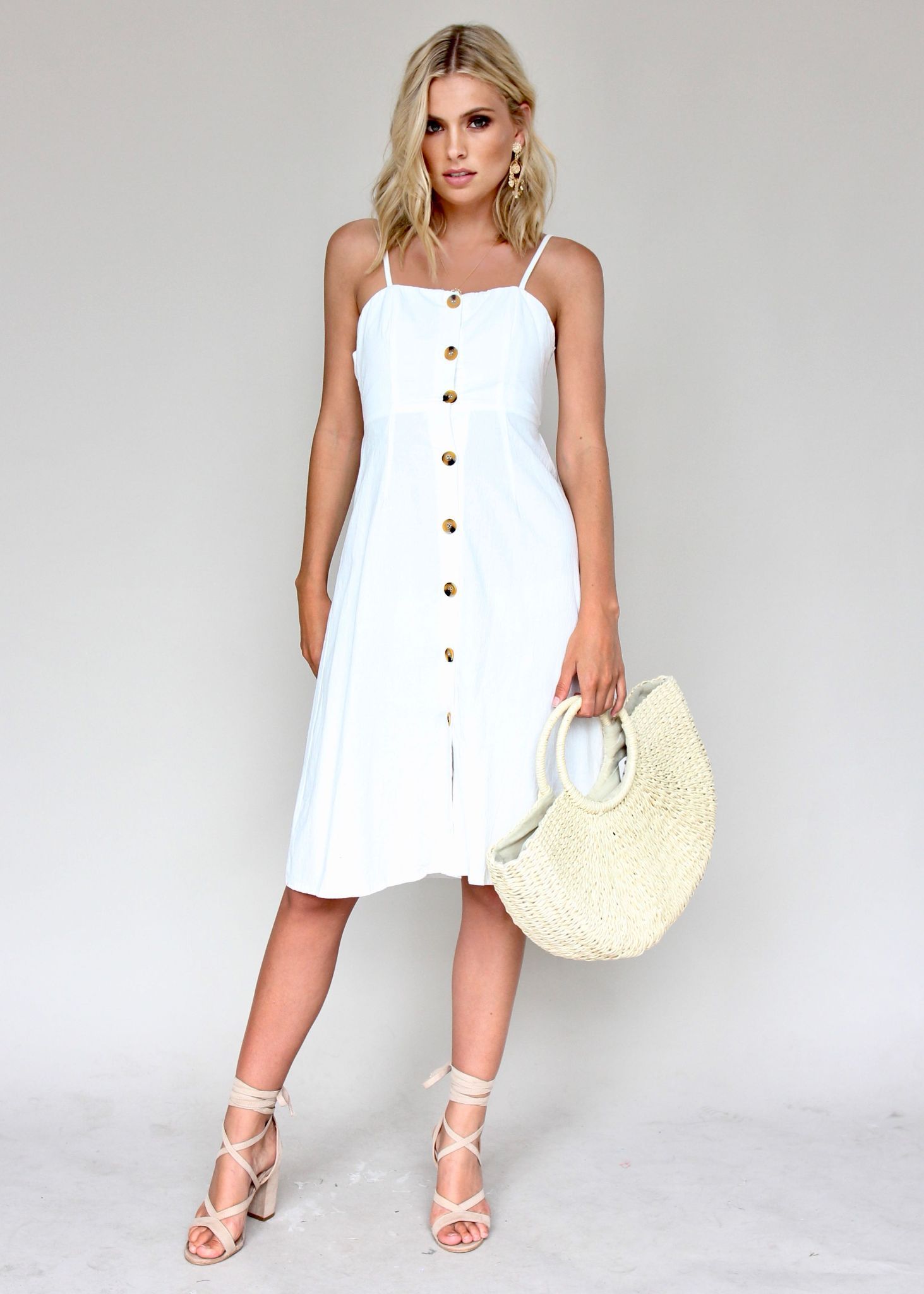 Set It Off Midi Dress - White