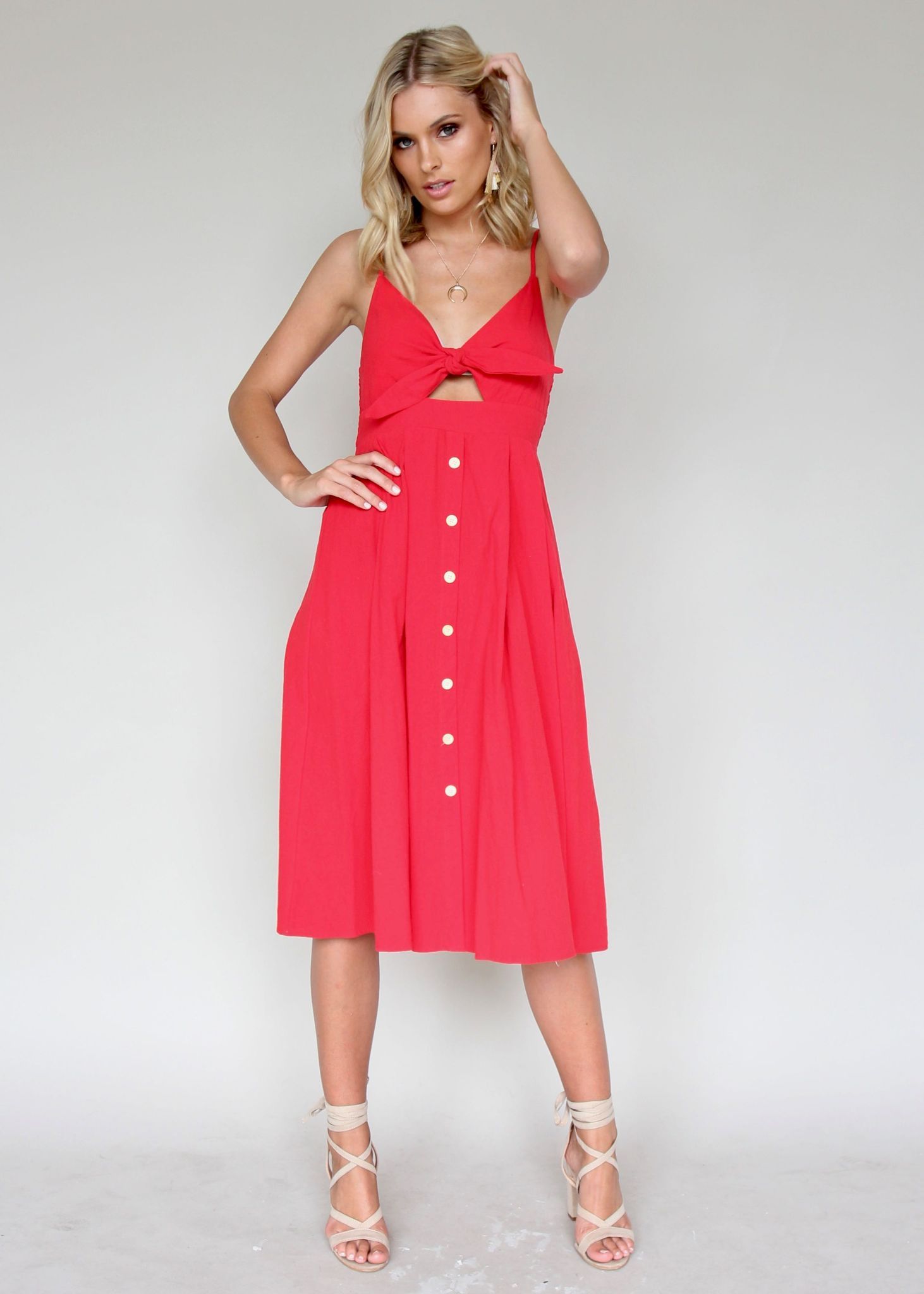 Big City Midi Dress - Red