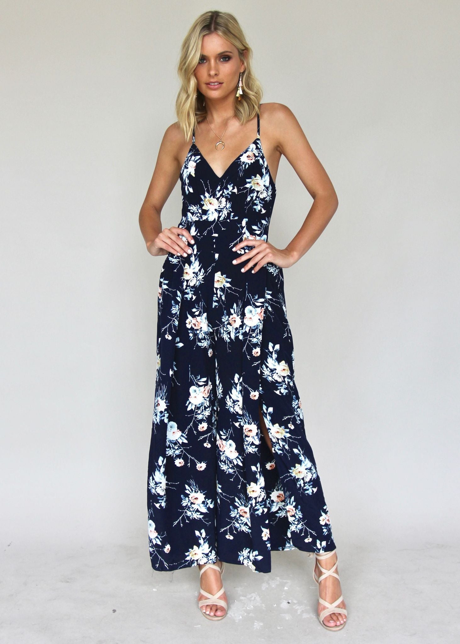 Take The Lead Pantsuit - Navy Floral