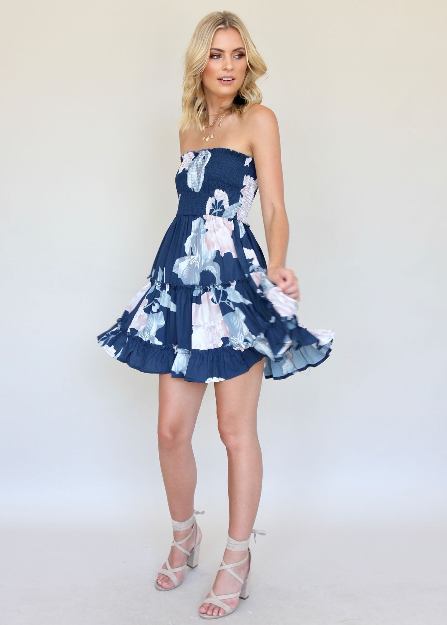 Cabana Strapless Dress - Lapis