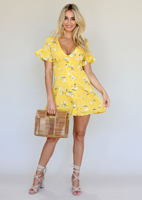 Step Ahead Dress - Yellow Floral